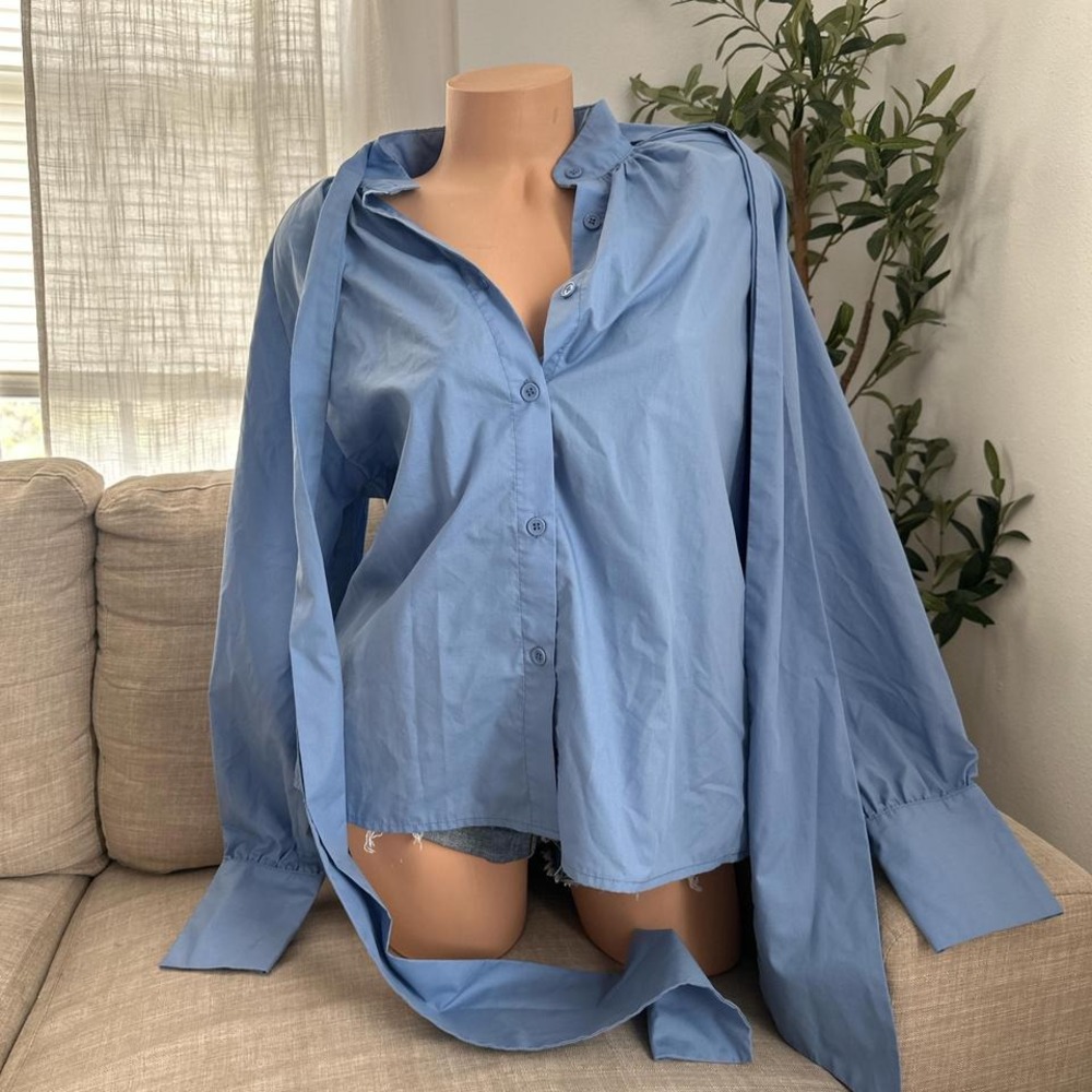 New Cider blue oversized button down shirt